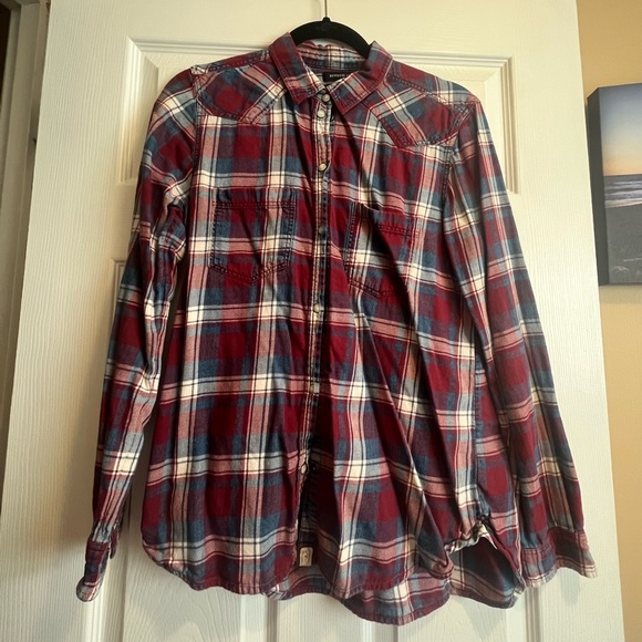 American Eagle Boyfriend Plaid Button Down Shirt Medium - Picture 1 of 4